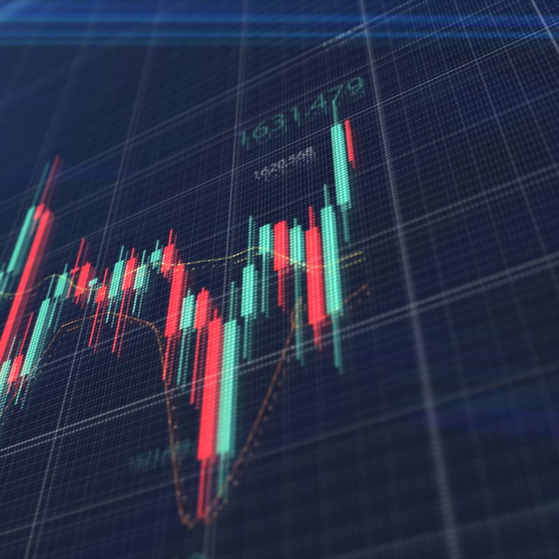 Stock Market Trading, Forex, Crypto Currency with technical price graph indicators and data numbers mock up screenshot for trading financial and investment concept